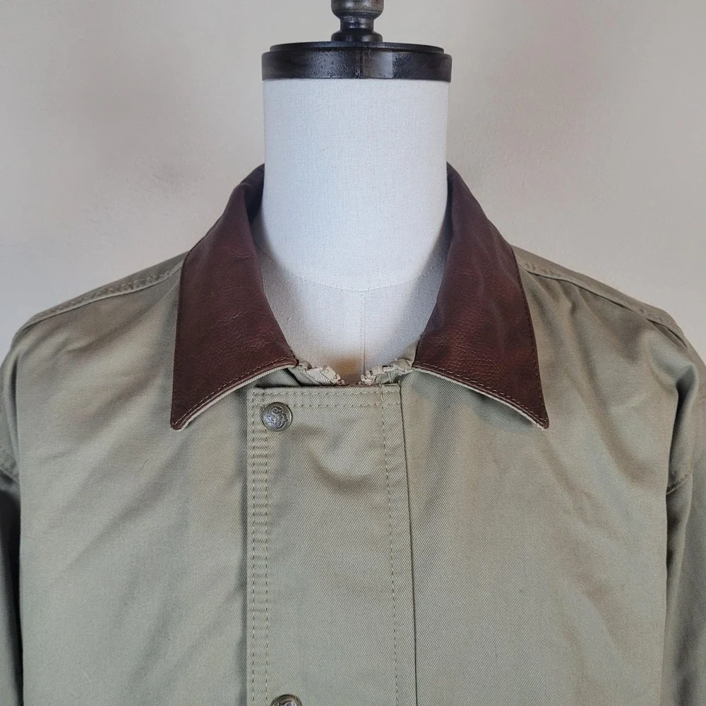 Schaefer Outfitter Jacket XL Beige Lodge Cruiser Canvas Leather Collar Western